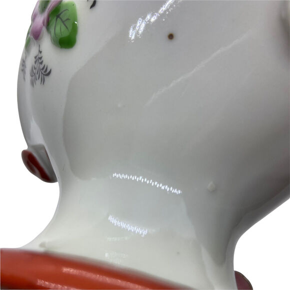 Japanese Vase Urn Planter Miniature Vintage Floral Red White Ceramic Glossy - Picture 6 of 12